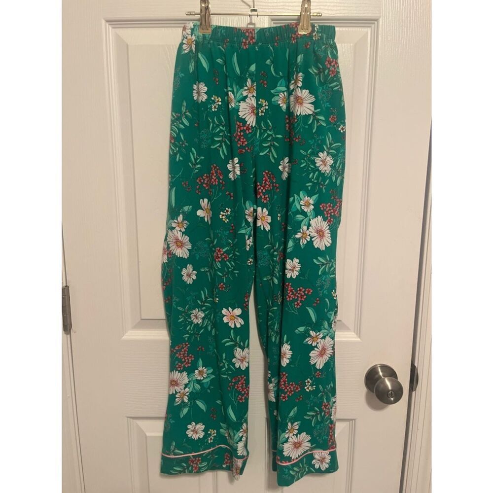 BedHead Pajamas Floral Cotton PJ Set Green Pink Size S - Picture 8 of 9